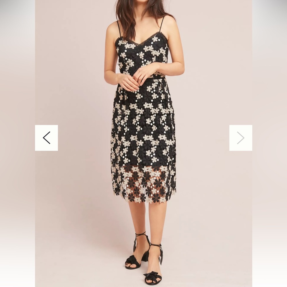 Shoshanna Basilica Floral Black and White Lace Dress